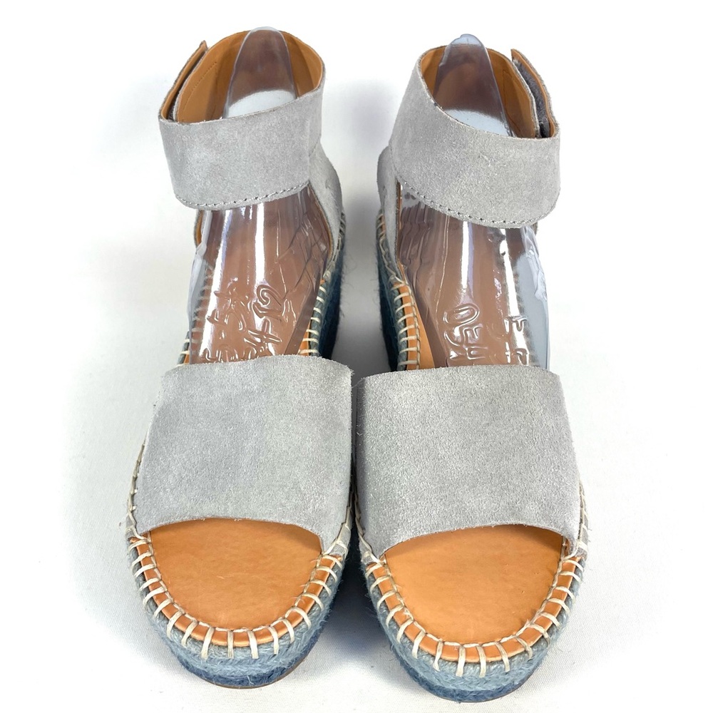 Frye & Co Blue Suede Espadrille Wedge Sandals Ankle Strap Womens 9 - Picture 2 of 10